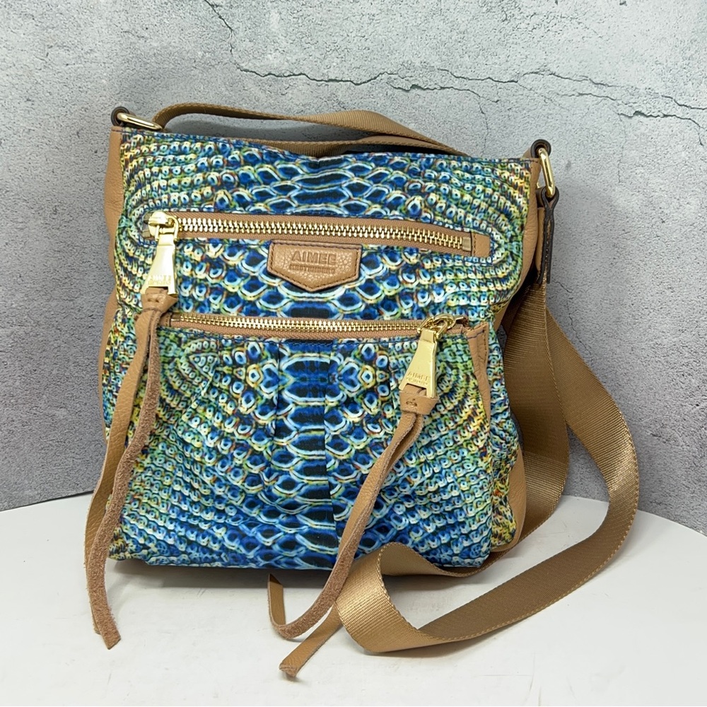 ❤️Aimee Kestenberg Tyler Crossbody Nylon Bag in Water Python with Leather Panels